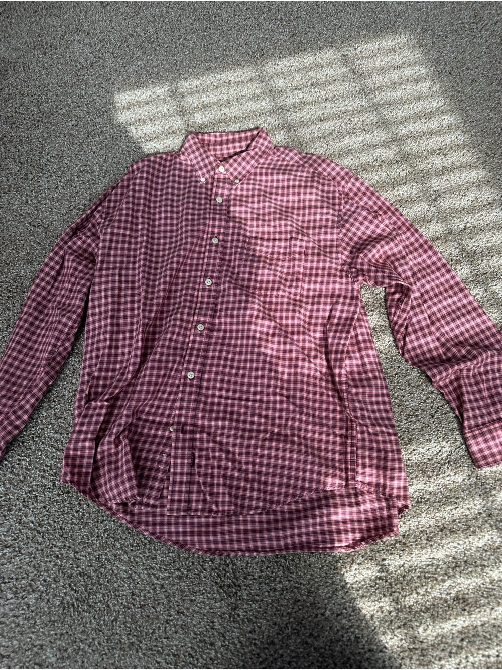 Old Navy Men's Burgundy Check Button-Down Shirt
